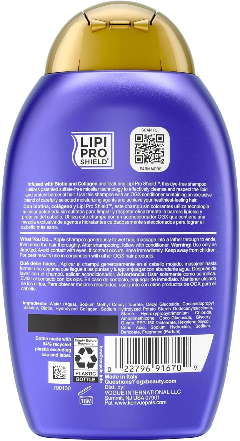 شامپو OGX مدل Thick & Full+ Biotin & Collagen 385ML شامپو OGX مدل Thick & Full+ Biotin & Collagen 385ML