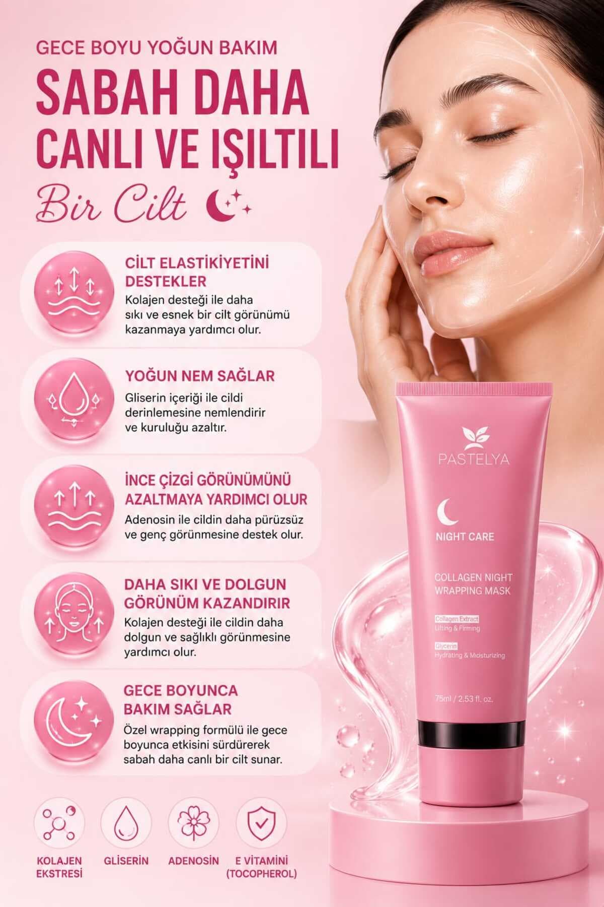 ماسک صورت ژلی کلاژن قابللایهبرداری Pastelya 75 ml ماسک صورت ژلی کلاژن قابللایهبرداری Pastelya 75 ml