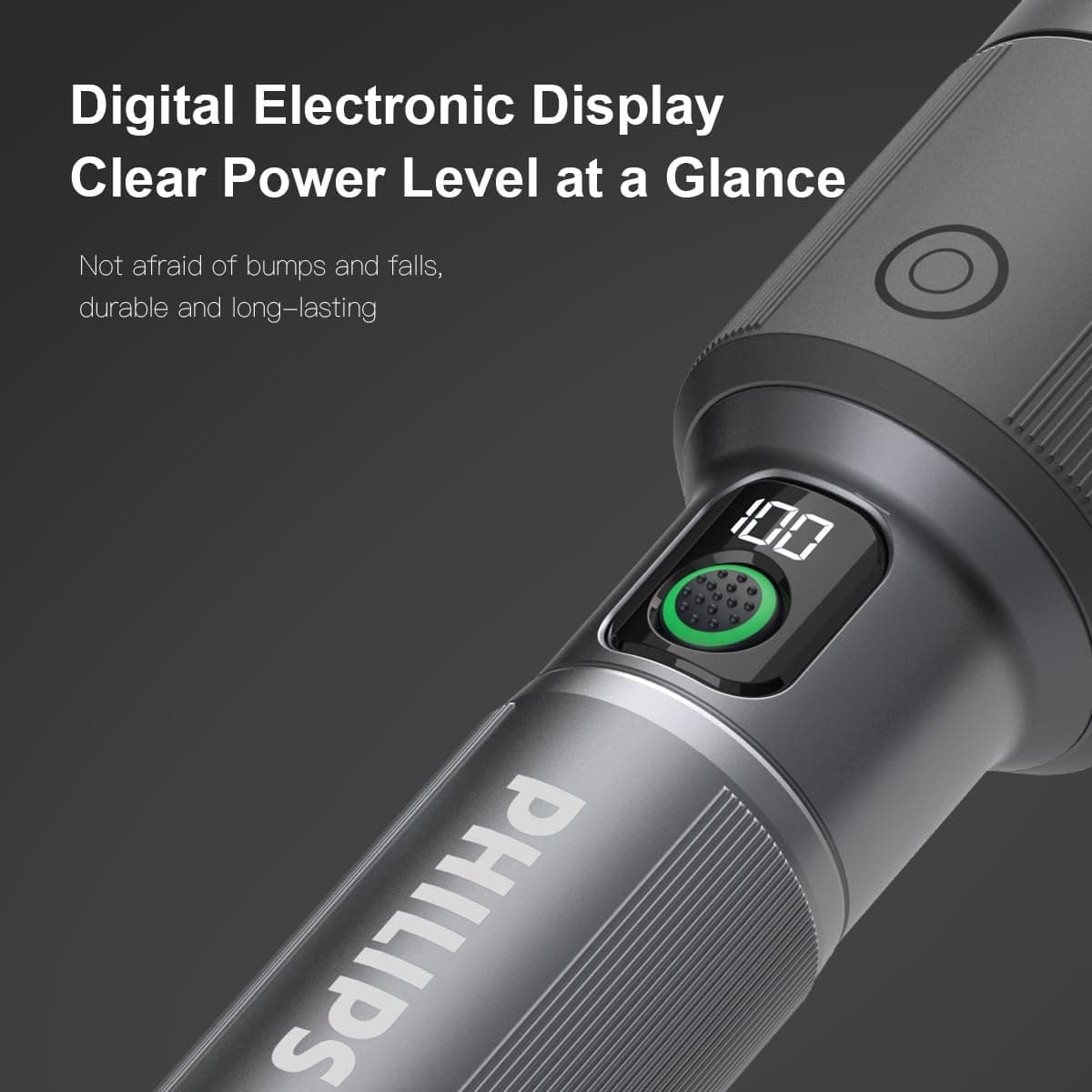 چراغقوه LED شارژی PHILIPS با باتری 4500mAh، توان 60W، برد 680M و زوم تلسکوپی چراغقوه LED شارژی PHILIPS با باتری 4500mAh، توان 60W، برد 680M و زوم تلسکوپی