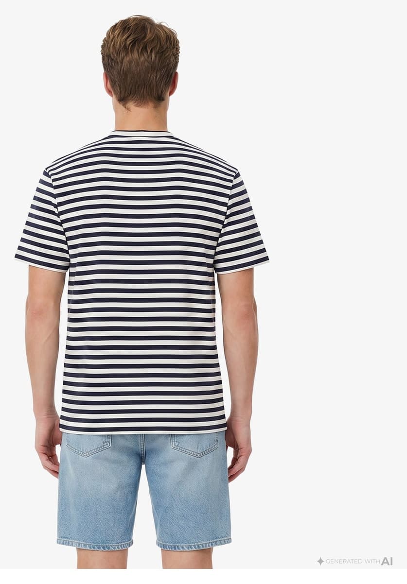 تیشرت مردانه Lacoste ریلکس فیت یقه گرد راهراه سرمهای تیشرت مردانه Lacoste ریلکس فیت یقه گرد راهراه سرمهای