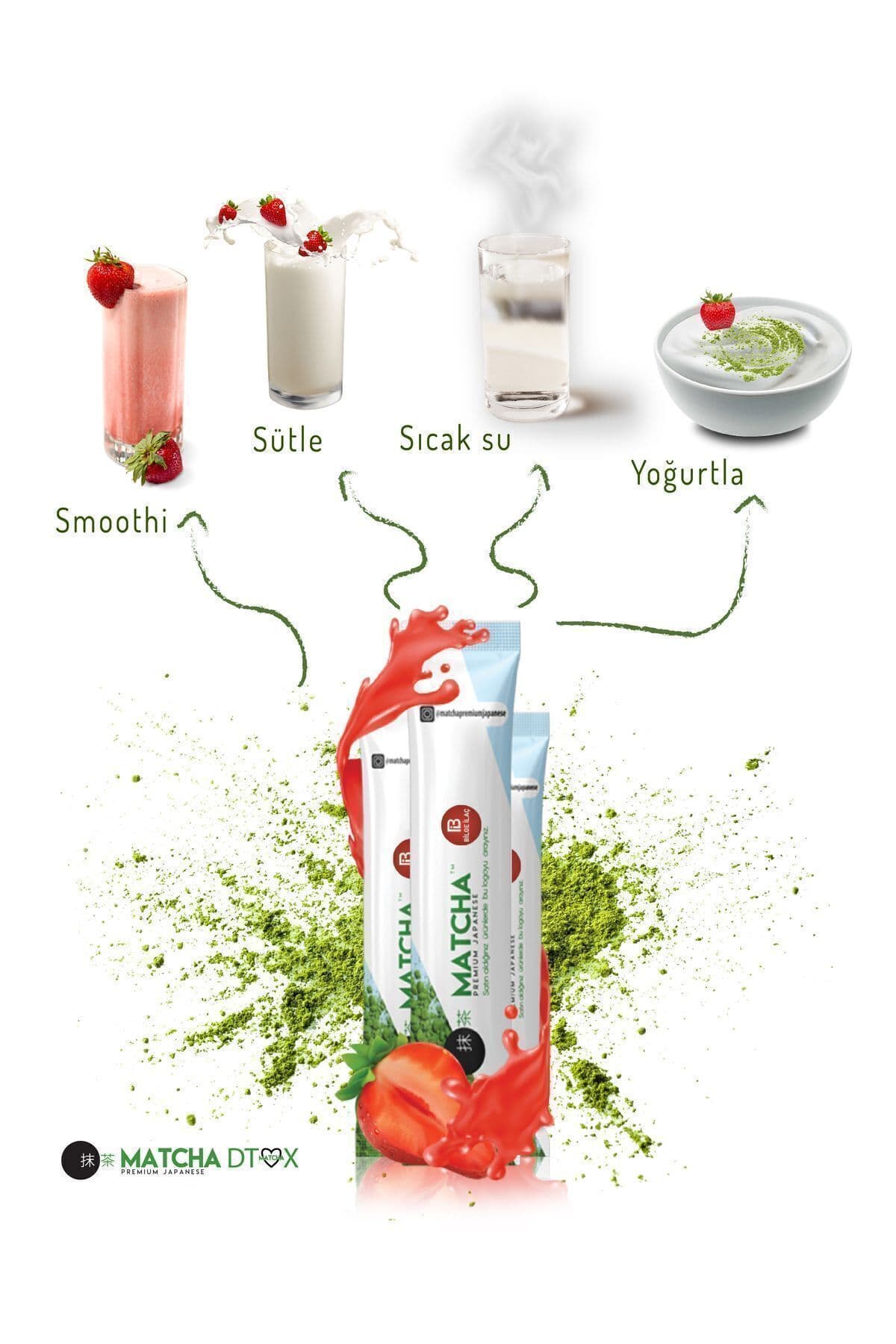 چای ماچا ژاپنی Bilge İlaç با طعم توتفرنگی Detox Burner Form 1 جعبه چای ماچا ژاپنی Bilge İlaç با طعم توتفرنگی Detox Burner Form 1 جعبه