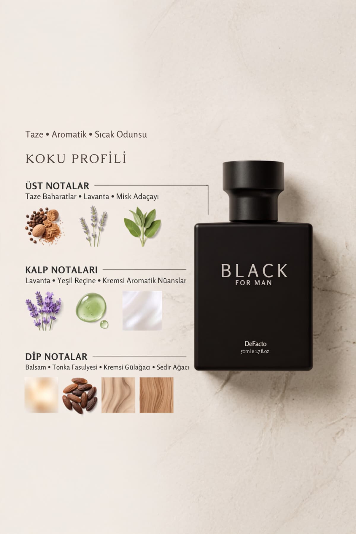 عطر مردانه Defacto Black با رایحه آروماتیک 50 ml مدل L4179AZNS عطر مردانه Defacto Black با رایحه آروماتیک 50 ml مدل L4179AZNS