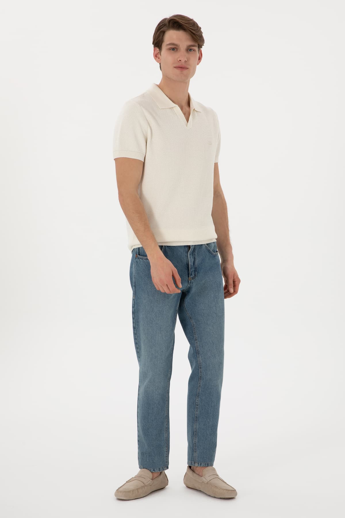 تیشرت مردانه U.S. Polo Assn. اسلیم فیت یقه پولو کرم مدل 50299409-VR071 تیشرت مردانه U.S. Polo Assn. اسلیم فیت یقه پولو کرم مدل 50299409-VR071