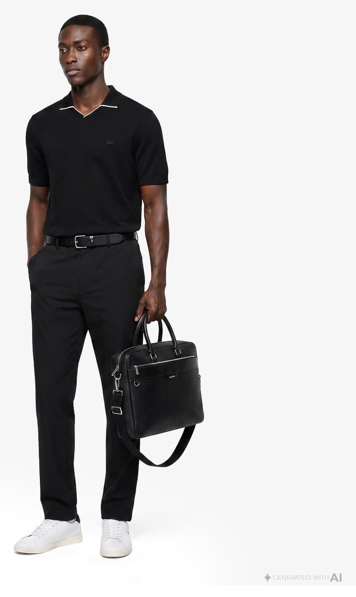 پولوشرت مردانه Lacoste بافت پشمی فیت معمولی آستین کوتاه مشکی پولوشرت مردانه Lacoste بافت پشمی فیت معمولی آستین کوتاه مشکی