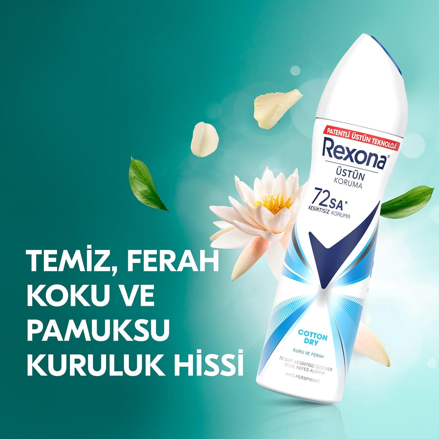 اسپری دئودورانت زنانه Rexona با رایحه Cotton Dry، 150 ml اسپری دئودورانت زنانه Rexona با رایحه Cotton Dry، 150 ml