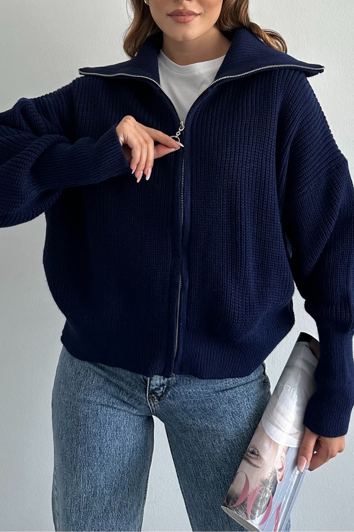 هیرکا بافت مردانه macharel jeans سرمهای یقه برگردان زیپدار هیرکا بافت مردانه macharel jeans سرمهای یقه برگردان زیپدار