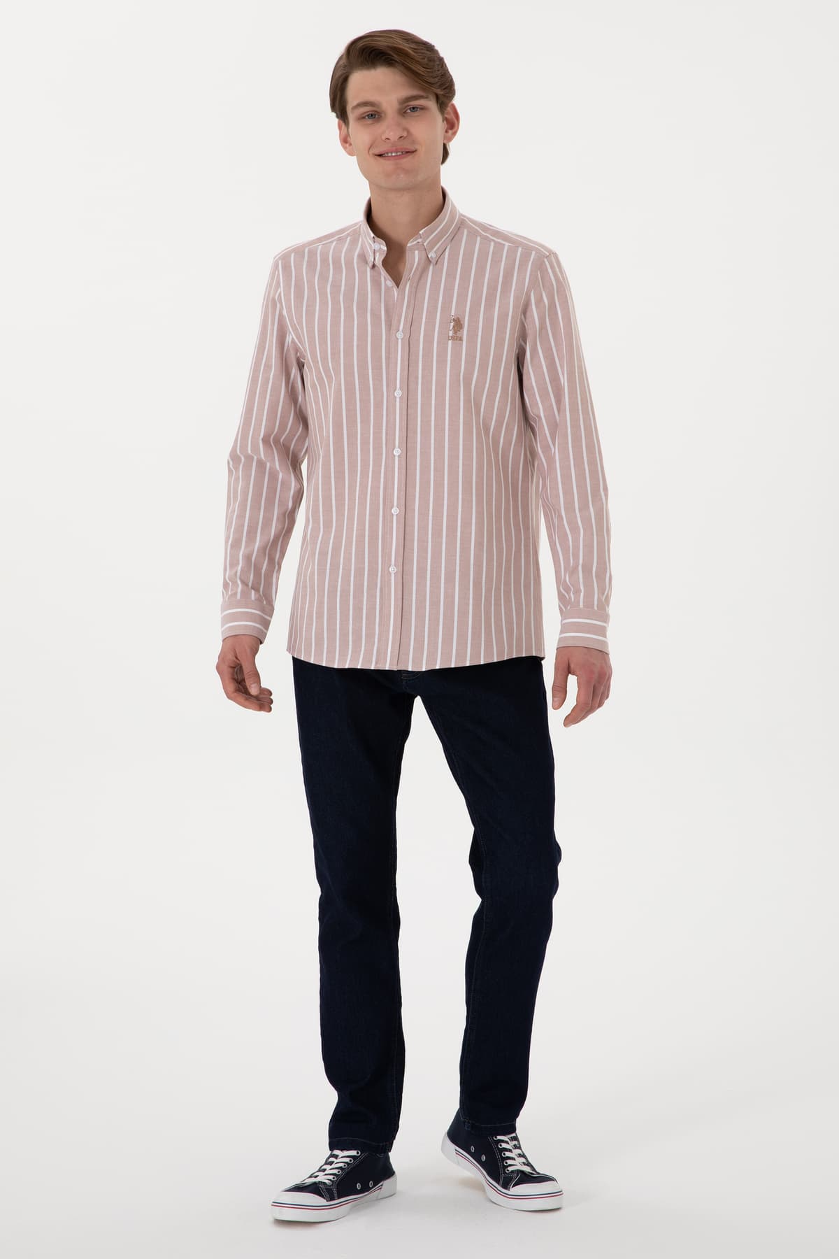 پیراهن مردانه U.S. Polo Assn. راهراه شتری آستینبلند مدل 50306347-VR015 پیراهن مردانه U.S. Polo Assn. راهراه شتری آستینبلند مدل 50306347-VR015