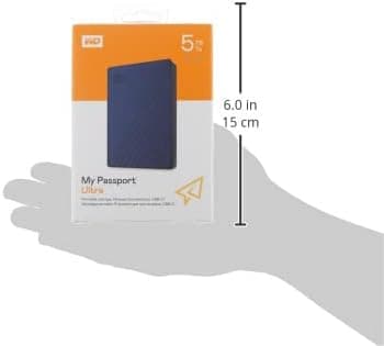 هارد دیسک اکسترنال قابل حمل Western Digital My Passport Ultra آبی 5TB سازگار با USB-C و USB 3.1 مدل BFTM0050BBL-WESN هارد دیسک اکسترنال قابل حمل Western Digital My Passport Ultra آبی 5TB سازگار با USB-C و USB 3.1 مدل BFTM0050BBL-WESN