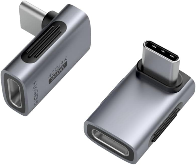 آداپتور USB-C Hagibis زاویه ۹۰ درجه 240W 40Gbps 8K بسته ۲ تایی آداپتور USB-C Hagibis زاویه ۹۰ درجه 240W 40Gbps 8K بسته ۲ تایی