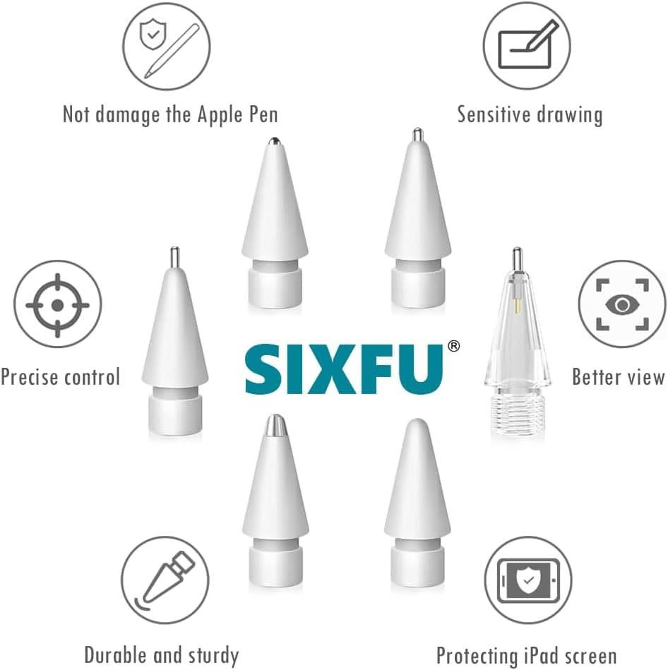 نوک یدکی قلم SIXFU مخصوص Apple Pencil بسته 6 عددی نوک یدکی قلم SIXFU مخصوص Apple Pencil بسته 6 عددی