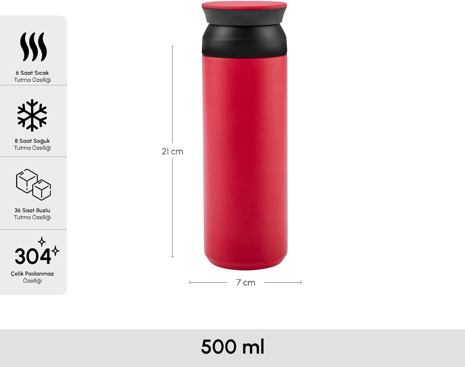 ترموس Karaca Rainbow فولادی نشتناپذیر 500ml قرمز ترموس Karaca Rainbow فولادی نشتناپذیر 500ml قرمز