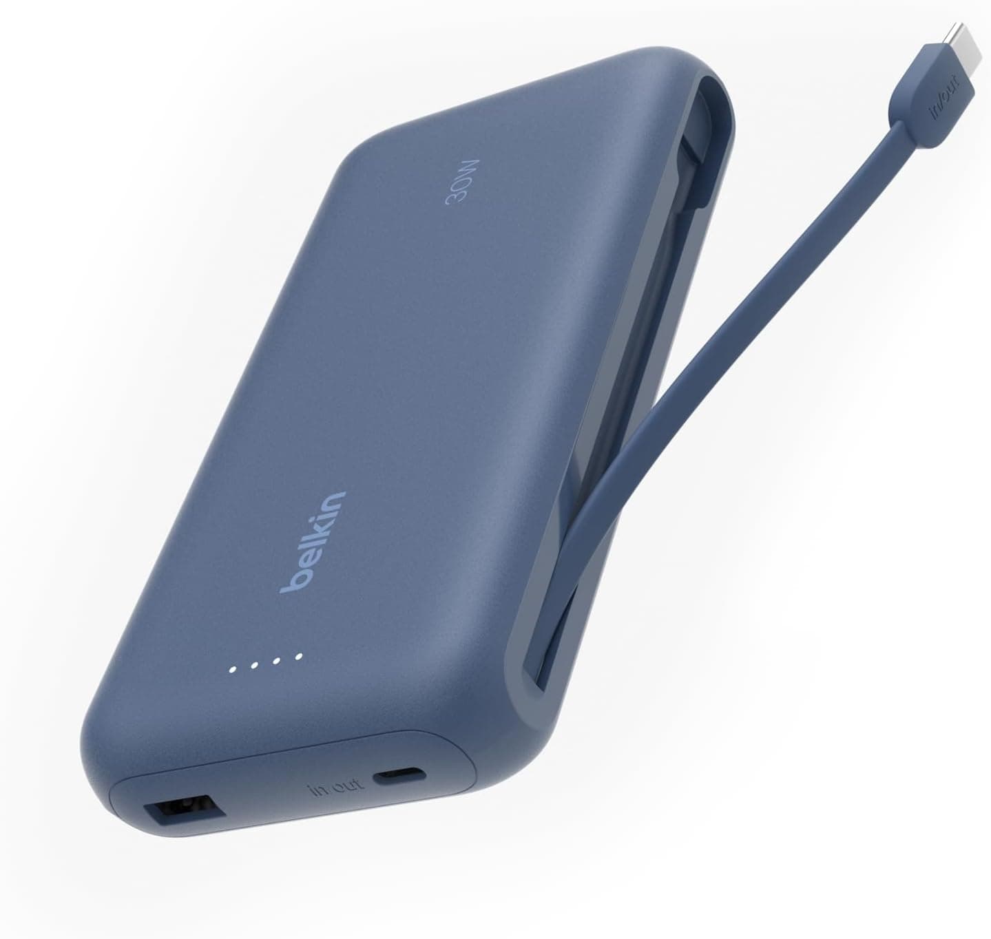 شارژر همراه Belkin 20K با کابل داخلی، شارژ سریع 30 W، USB-C، آبی شارژر همراه Belkin 20K با کابل داخلی، شارژ سریع 30 W، USB-C، آبی