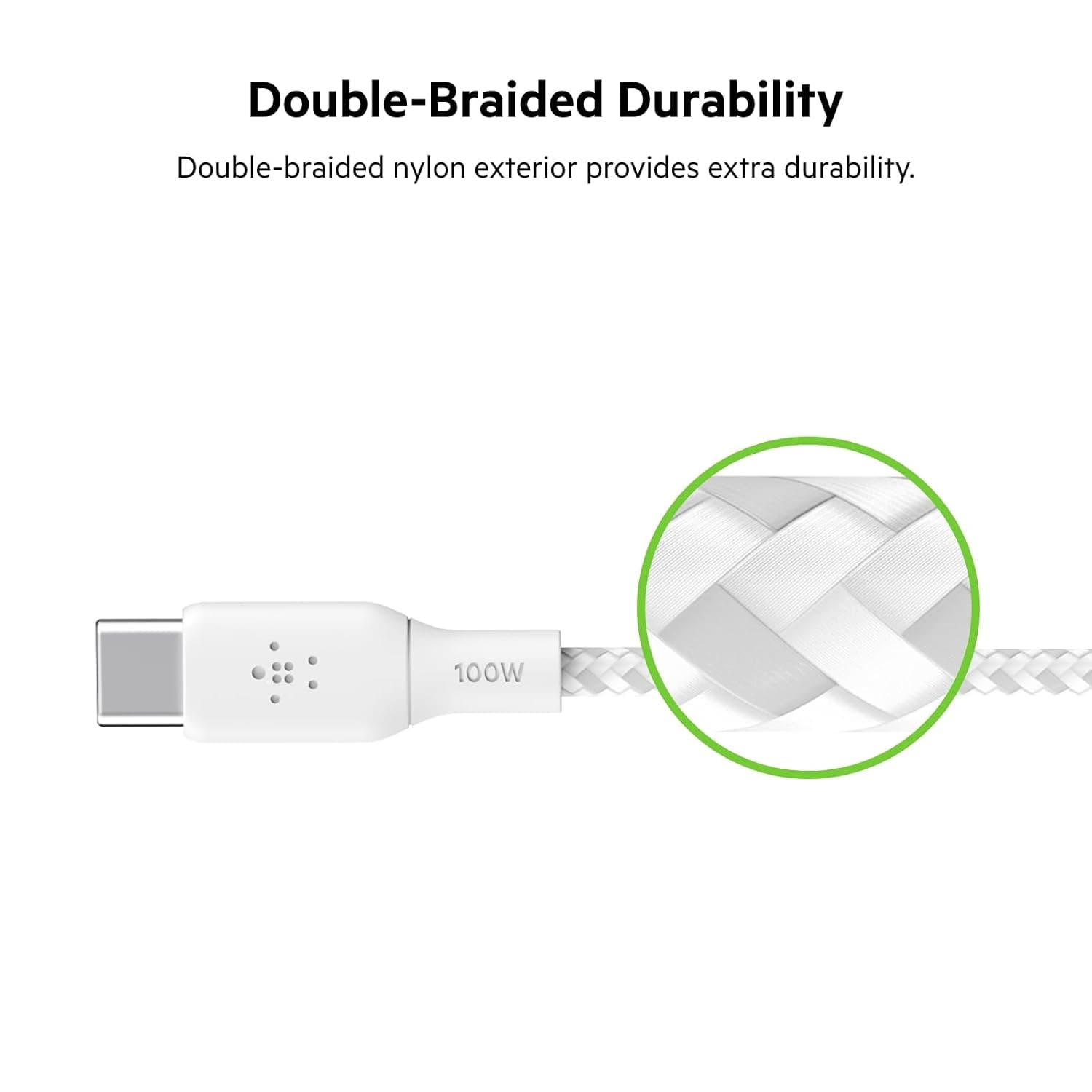 کابل USB Type C به C Belkin 100W، بافته نایلونی، 2 متری، سفید کابل USB Type C به C Belkin 100W، بافته نایلونی، 2 متری، سفید