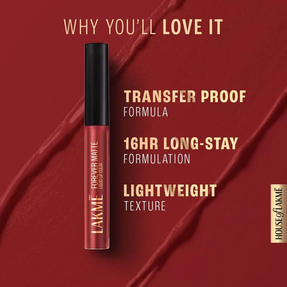رنگ لب مایع مات LAKMÉ مدل Wine Touch، 5.6ml رنگ لب مایع مات LAKMÉ مدل Wine Touch، 5.6ml