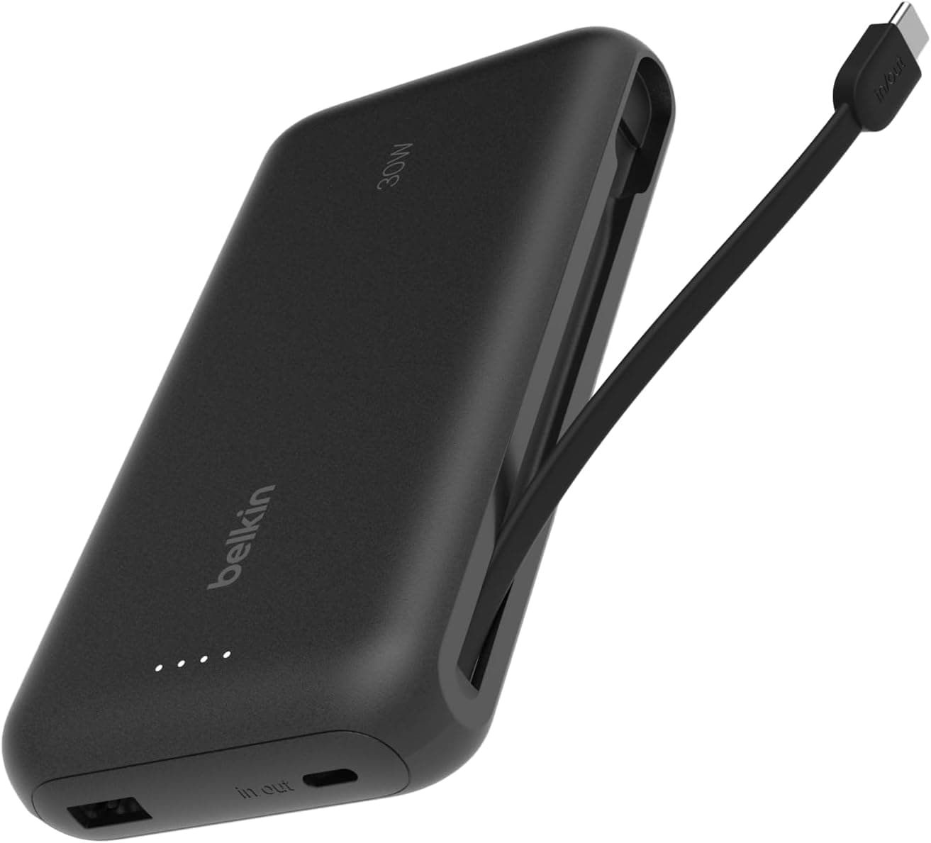 پاوربانک Belkin 20K با کابل داخلی، شارژ سریع 30 W، USB-C، مشکی پاوربانک Belkin 20K با کابل داخلی، شارژ سریع 30 W، USB-C، مشکی