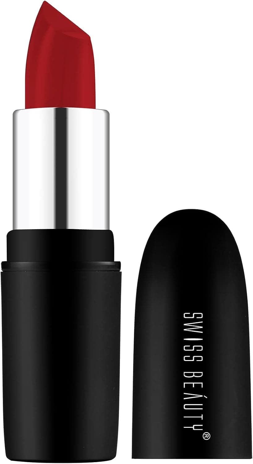 رژ لب کرمی مات SWISS BEAUTY رنگ قرمز تند 3.8gm رژ لب کرمی مات SWISS BEAUTY رنگ قرمز تند 3.8gm
