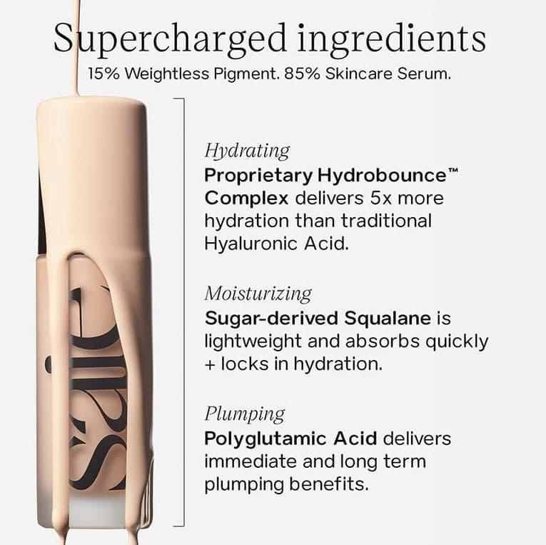 کرم پودر مایع Saie مدل Glowy Super Skin Tint با پوشش متوسط و هیالورونیک اسید شماره 14 حجم 1.01 oz کرم پودر مایع Saie مدل Glowy Super Skin Tint با پوشش متوسط و هیالورونیک اسید شماره 14 حجم 1.01 oz