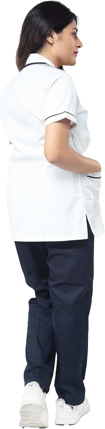 یونیفرم پرستاری زنانه UNIFORM CRAFT پلیاستر پنبه توییل سفید سرمهای XXL مدل NT01 یونیفرم پرستاری زنانه UNIFORM CRAFT پلیاستر پنبه توییل سفید سرمهای XXL مدل NT01