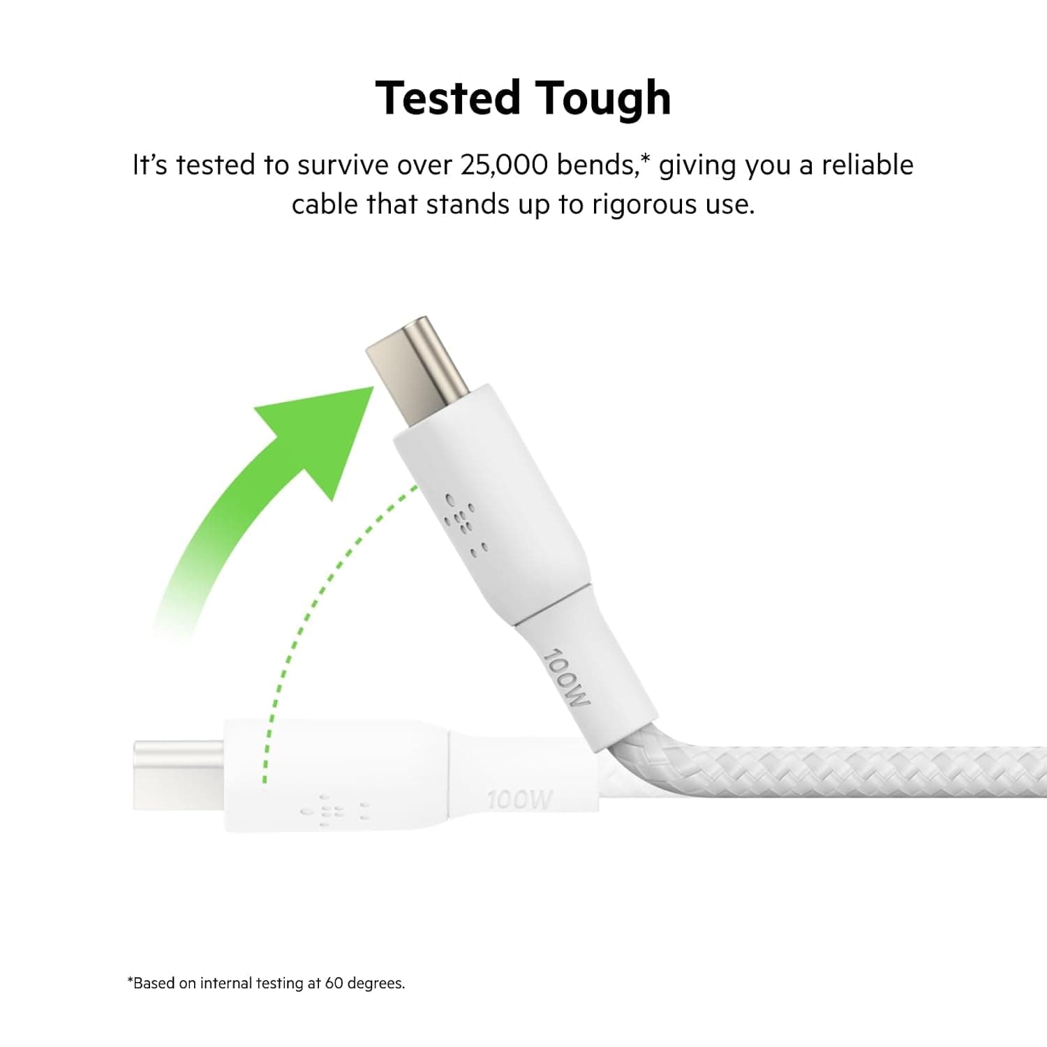 کابل USB Type C به C Belkin 100W، بافته نایلونی، 2 متری، سفید کابل USB Type C به C Belkin 100W، بافته نایلونی، 2 متری، سفید