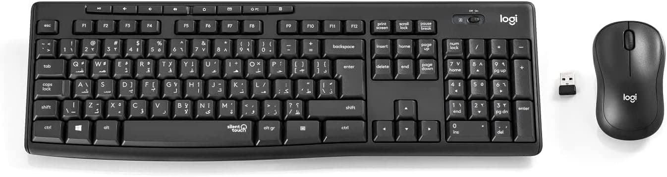 ست کیبورد و ماوس بیسیم Logitech با فناوری SilentTouch، صفحهکلید عددی کامل و AR، گرافیتی ست کیبورد و ماوس بیسیم Logitech با فناوری SilentTouch، صفحهکلید عددی کامل و AR، گرافیتی