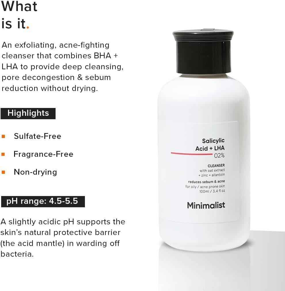 ژل شستشوی صورت Minimalist ضدجوش 2% سالیسیلیک اسید LHA زینک بدون سولفات 100 ml ژل شستشوی صورت Minimalist ضدجوش 2% سالیسیلیک اسید LHA زینک بدون سولفات 100 ml