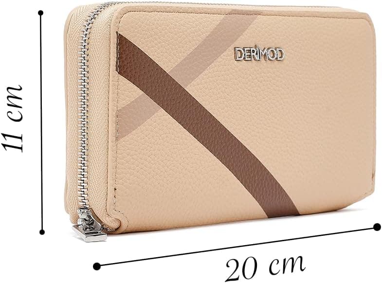 کیف پول زنانه Derimod بژ طرح ضربدری 20 cm x 11 cm کیف پول زنانه Derimod بژ طرح ضربدری 20 cm x 11 cm