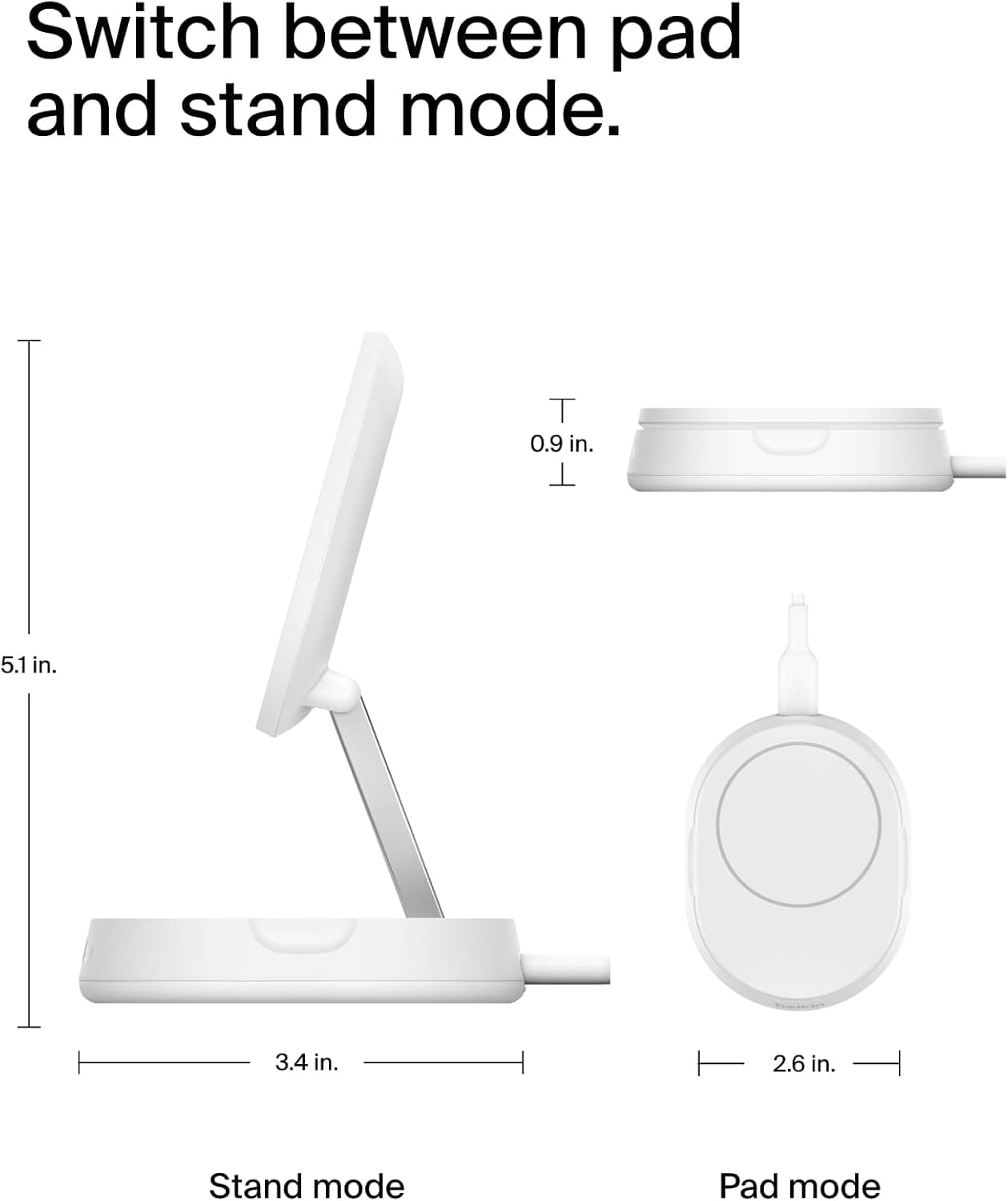 پایه شارژ بیسیم مغناطیسی تبدیلی Belkin Fast Charge Pro 15W MagSafe سفید پایه شارژ بیسیم مغناطیسی تبدیلی Belkin Fast Charge Pro 15W MagSafe سفید