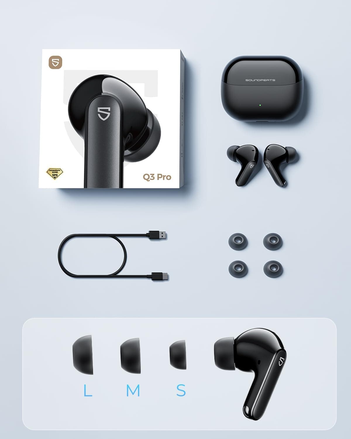 ایربادز بیسیم SoundPEATS با حذف نویز 38dB مدل Q3 Pro ایربادز بیسیم SoundPEATS با حذف نویز 38dB مدل Q3 Pro