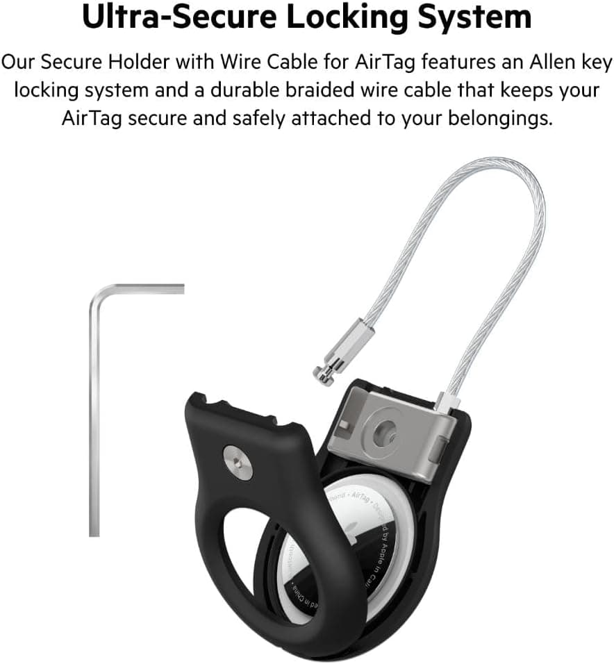 کاور محافظ Belkin AirTag با بند سیمی، نگهدارنده ایمن، ضد خش، مشکی کاور محافظ Belkin AirTag با بند سیمی، نگهدارنده ایمن، ضد خش، مشکی