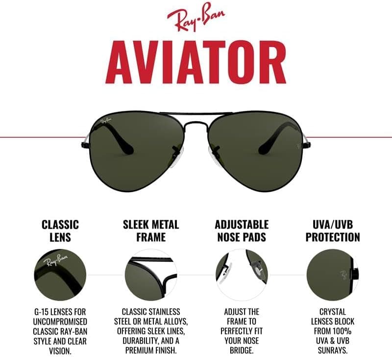 عینک آفتابی مردانه Ray-Ban مدل RB3025 با طرح Aviator کلاسیک عینک آفتابی مردانه Ray-Ban مدل RB3025 با طرح Aviator کلاسیک