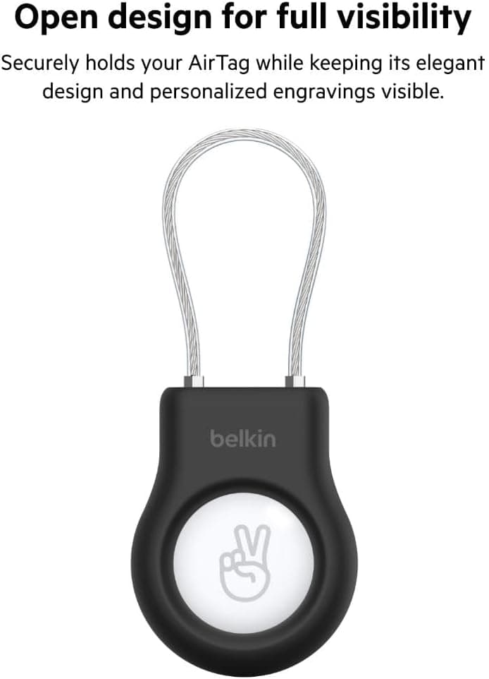 کاور محافظ Belkin AirTag با بند سیمی، نگهدارنده ایمن، ضد خش، مشکی کاور محافظ Belkin AirTag با بند سیمی، نگهدارنده ایمن، ضد خش، مشکی