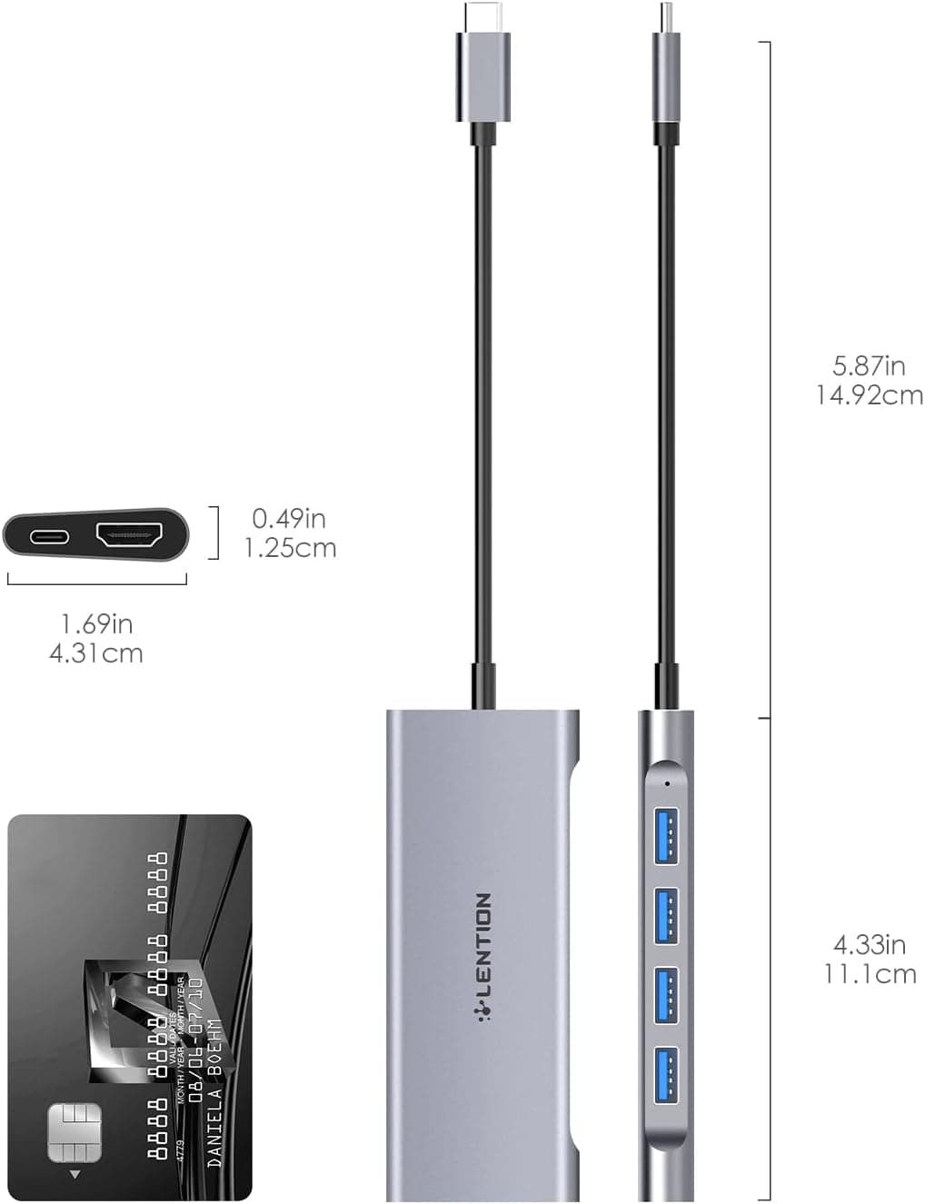هاب USB-C چندپورت LENTION با خروجی 4K HDMI مدل CB-C35 خاکستری فضایی هاب USB-C چندپورت LENTION با خروجی 4K HDMI مدل CB-C35 خاکستری فضایی