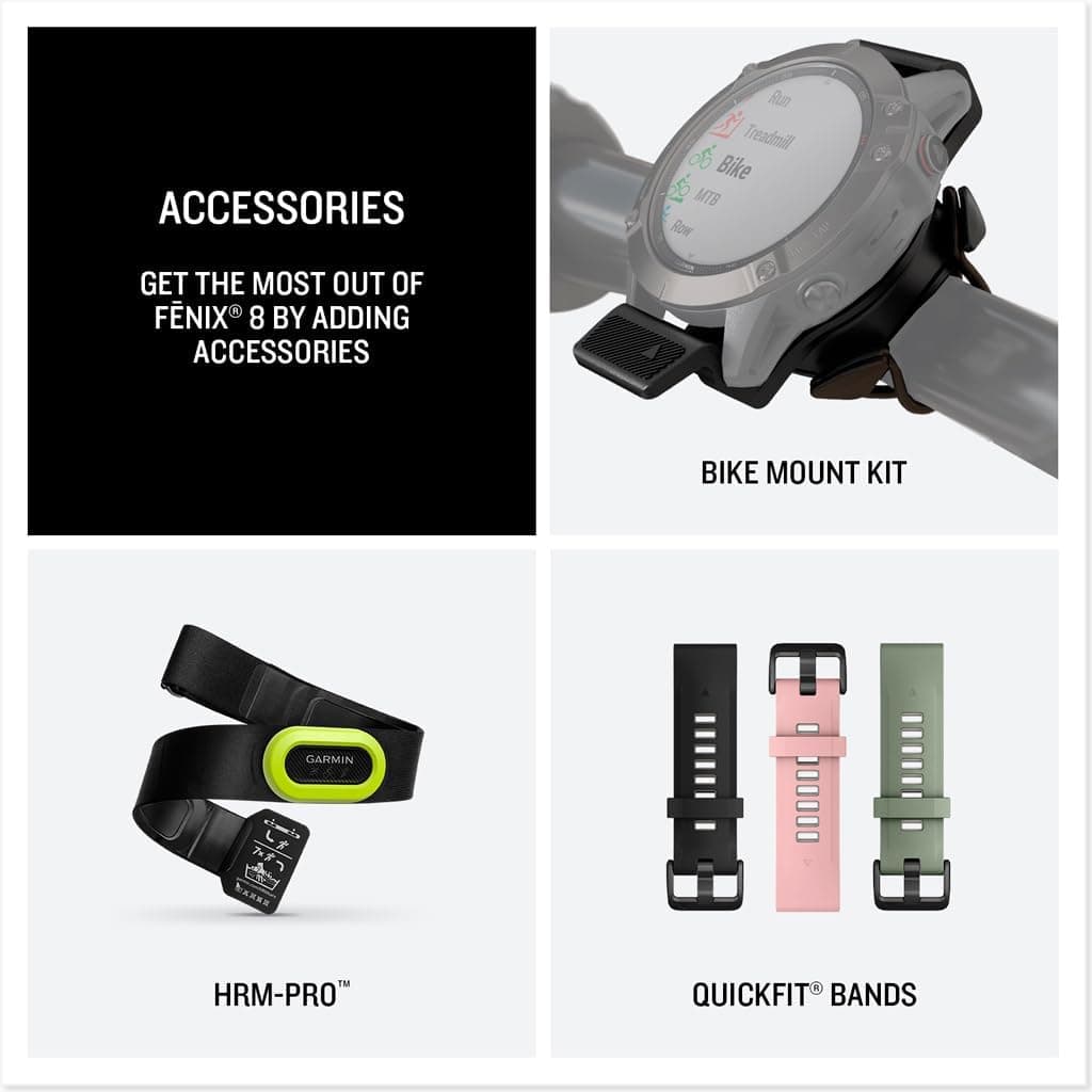 ساعت هوشمند Garmin AMOLED بند سیلیکونی مشکی خاکستری تیره مدل fenix 8 51mm ساعت هوشمند Garmin AMOLED بند سیلیکونی مشکی خاکستری تیره مدل fenix 8 51mm