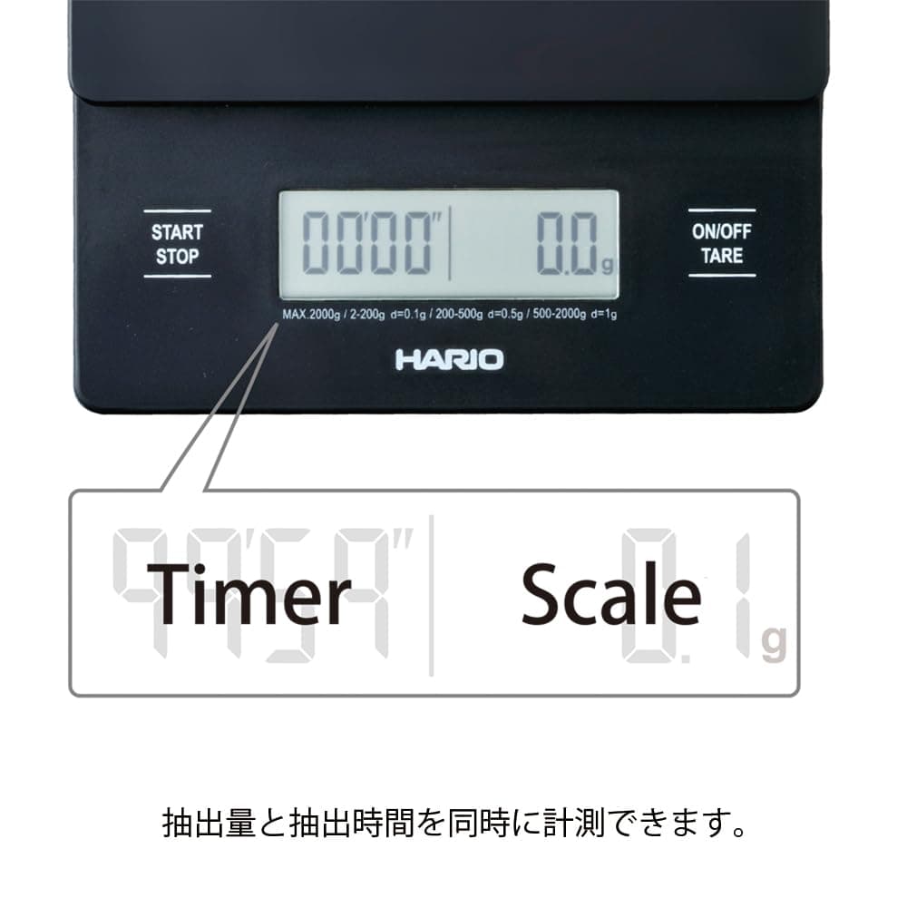 ترازو دیجیتال قهوه HARIO با تایمر مدل V60 مشکی ترازو دیجیتال قهوه HARIO با تایمر مدل V60 مشکی