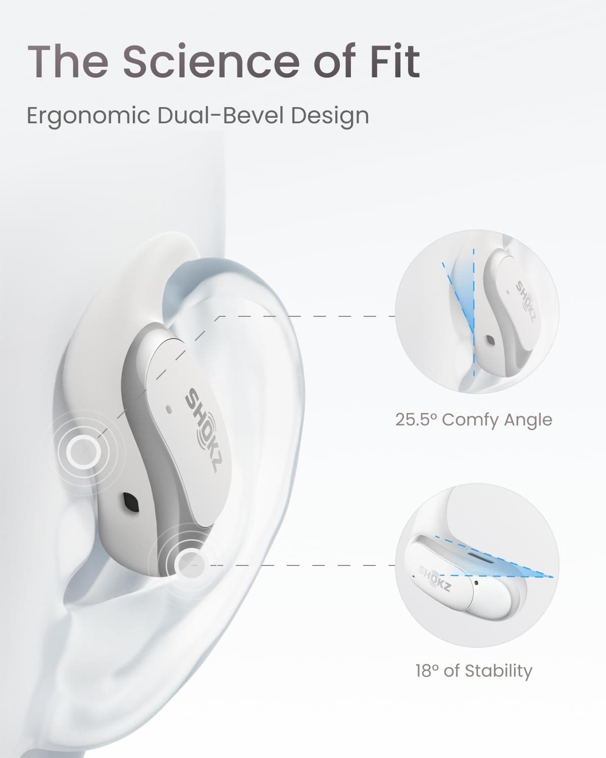 هدفون بیسیم SHOKZ OpenFit Air گوشباز سفید هدفون بیسیم SHOKZ OpenFit Air گوشباز سفید