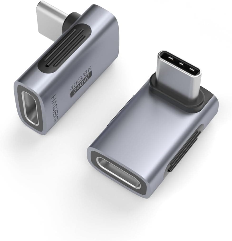 آداپتور USB-C Hagibis زاویه ۹۰ درجه 240W 40Gbps 8K بسته ۲ تایی آداپتور USB-C Hagibis زاویه ۹۰ درجه 240W 40Gbps 8K بسته ۲ تایی