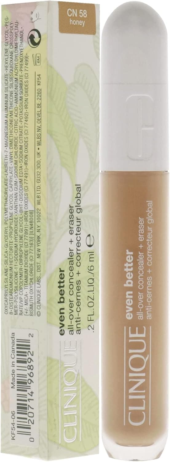 کانسیلر زنانه Clinique مدل Even Better All-Over Concealer Plus Eraser رنگ CN 58 Honey حجم 0.2 oz کانسیلر زنانه Clinique مدل Even Better All-Over Concealer Plus Eraser رنگ CN 58 Honey حجم 0.2 oz