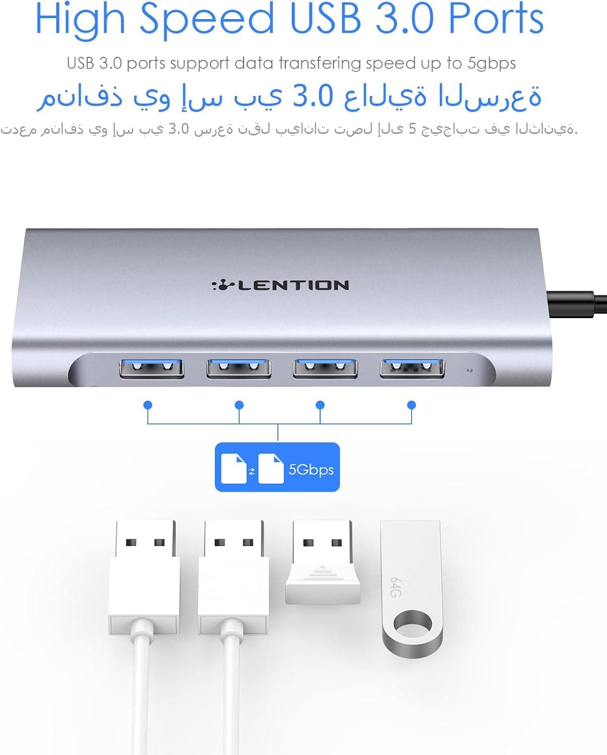 هاب USB-C چندپورت LENTION با خروجی 4K HDMI مدل CB-C35 خاکستری فضایی هاب USB-C چندپورت LENTION با خروجی 4K HDMI مدل CB-C35 خاکستری فضایی