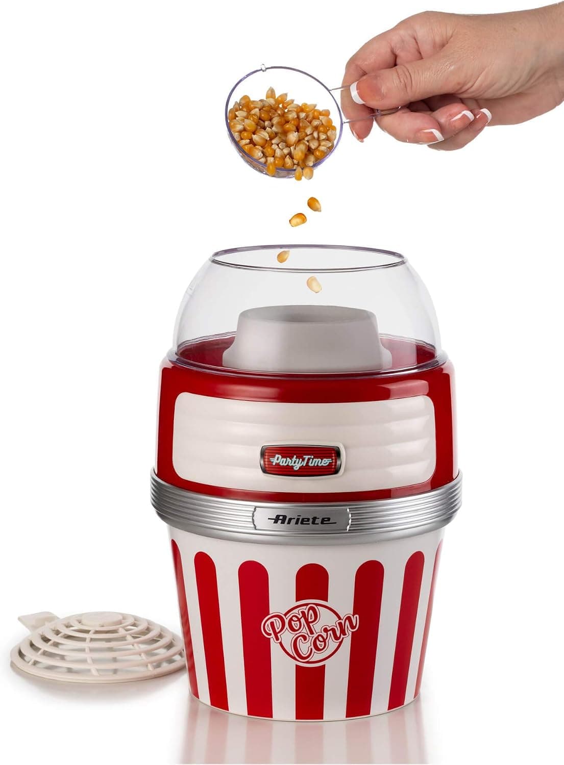 دستگاه پاپ کورن ساز Ariete با هوای داغ بدون روغن 1100 وات مدل ART2957RD دستگاه پاپ کورن ساز Ariete با هوای داغ بدون روغن 1100 وات مدل ART2957RD