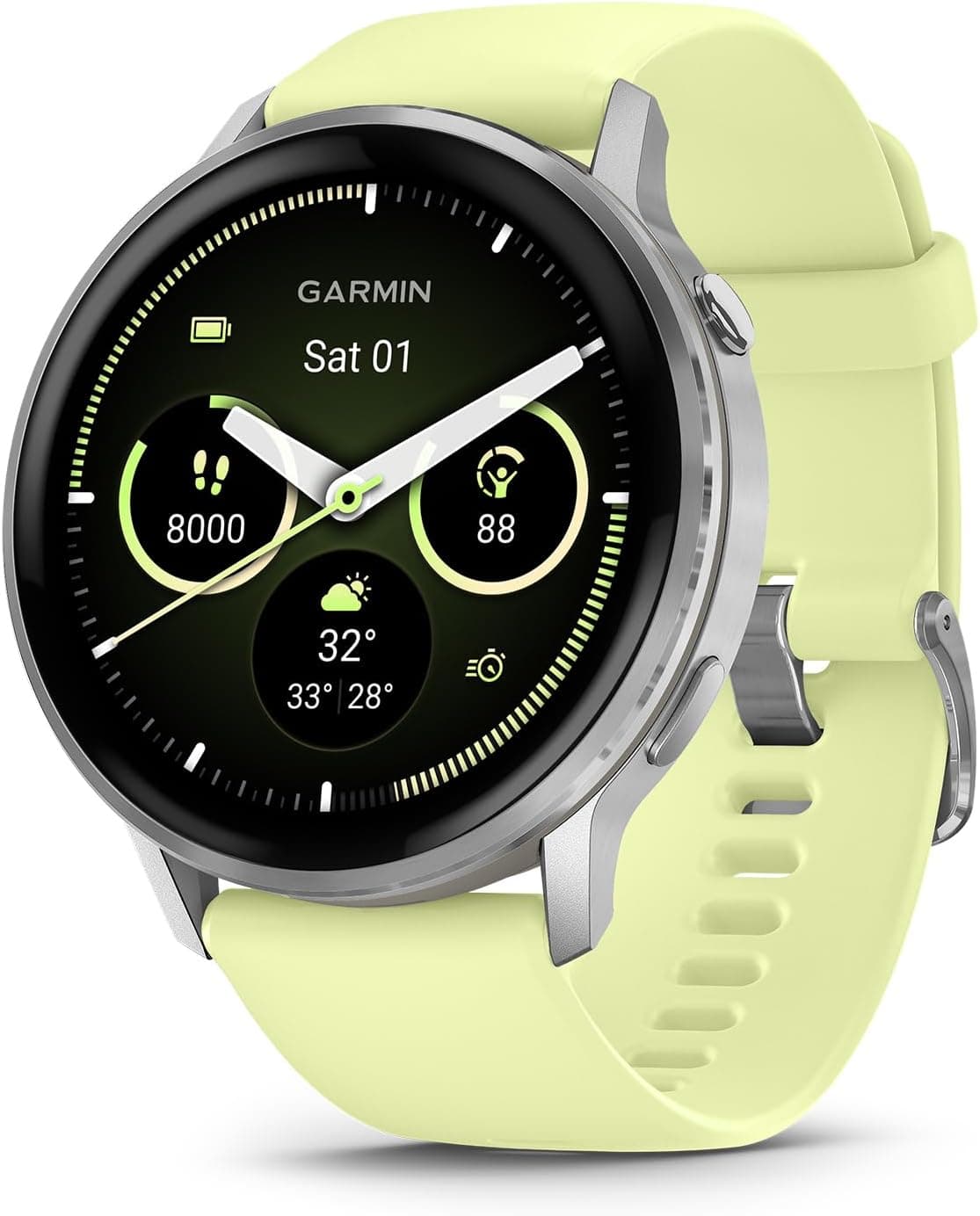 ساعت هوشمند Garmin با بند سیلیکونی نقرهای و زرد مدل Venu 4-45 mm ساعت هوشمند Garmin با بند سیلیکونی نقرهای و زرد مدل Venu 4-45 mm