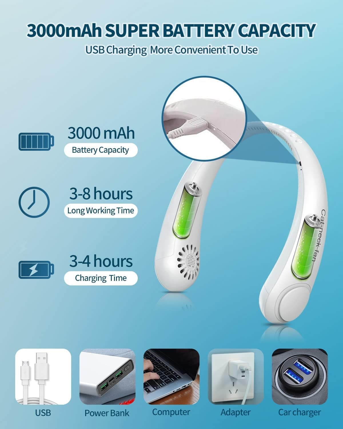 پنکه گردنی بدون پره BeautySay ABC شارژی USB با گردش هوای ۳۶۰ درجه و ۳ سرعت پنکه گردنی بدون پره BeautySay ABC شارژی USB با گردش هوای ۳۶۰ درجه و ۳ سرعت