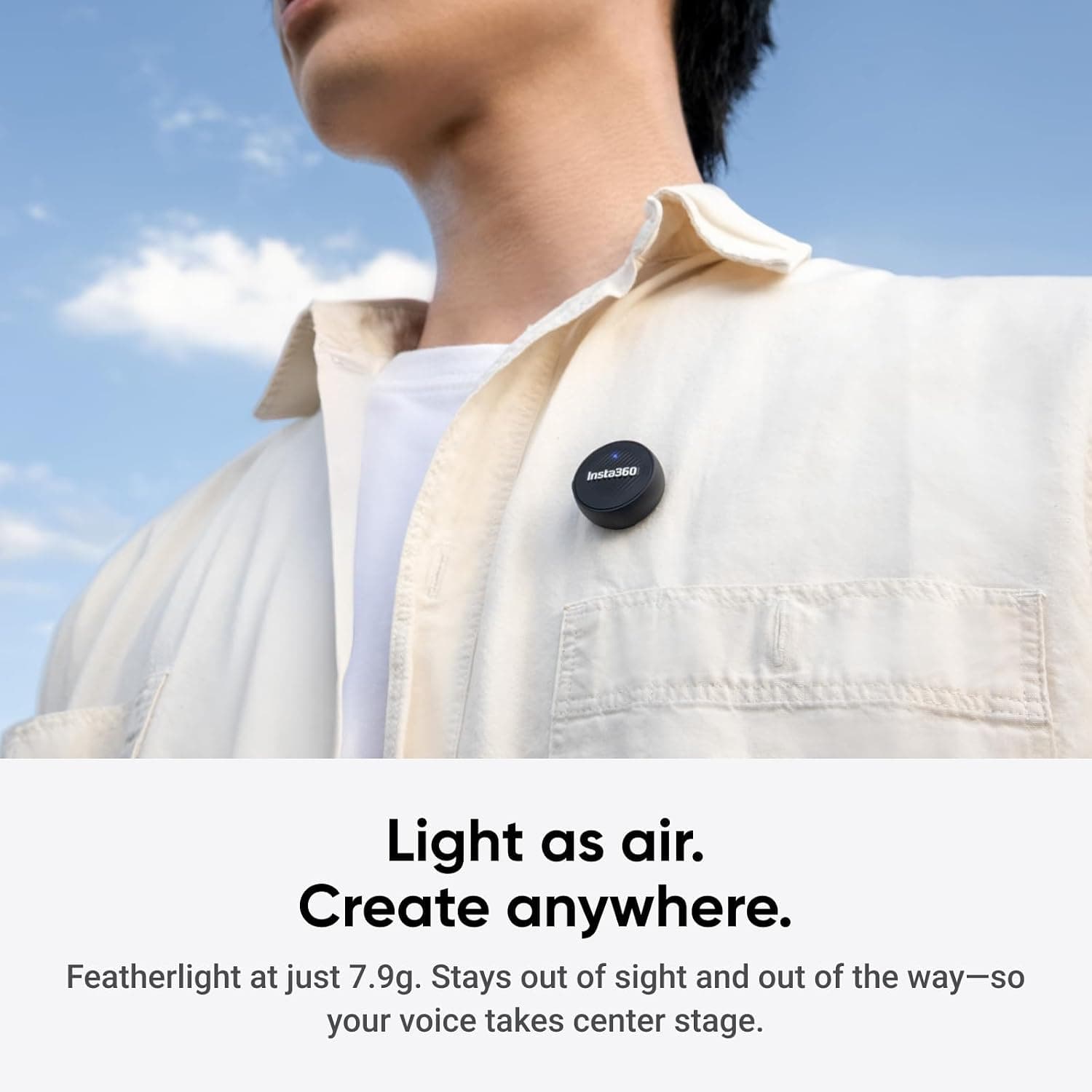 میکروفون یقهای بیسیم فرستنده Insta360 فوقسبک مدل Mic Air میکروفون یقهای بیسیم فرستنده Insta360 فوقسبک مدل Mic Air