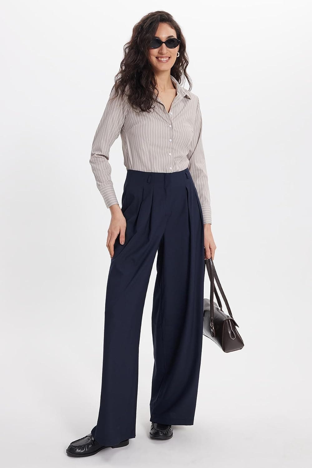 پیراهن زنانه TUDORS Slim Fit راهراه آستین بلند پیراهن زنانه TUDORS Slim Fit راهراه آستین بلند