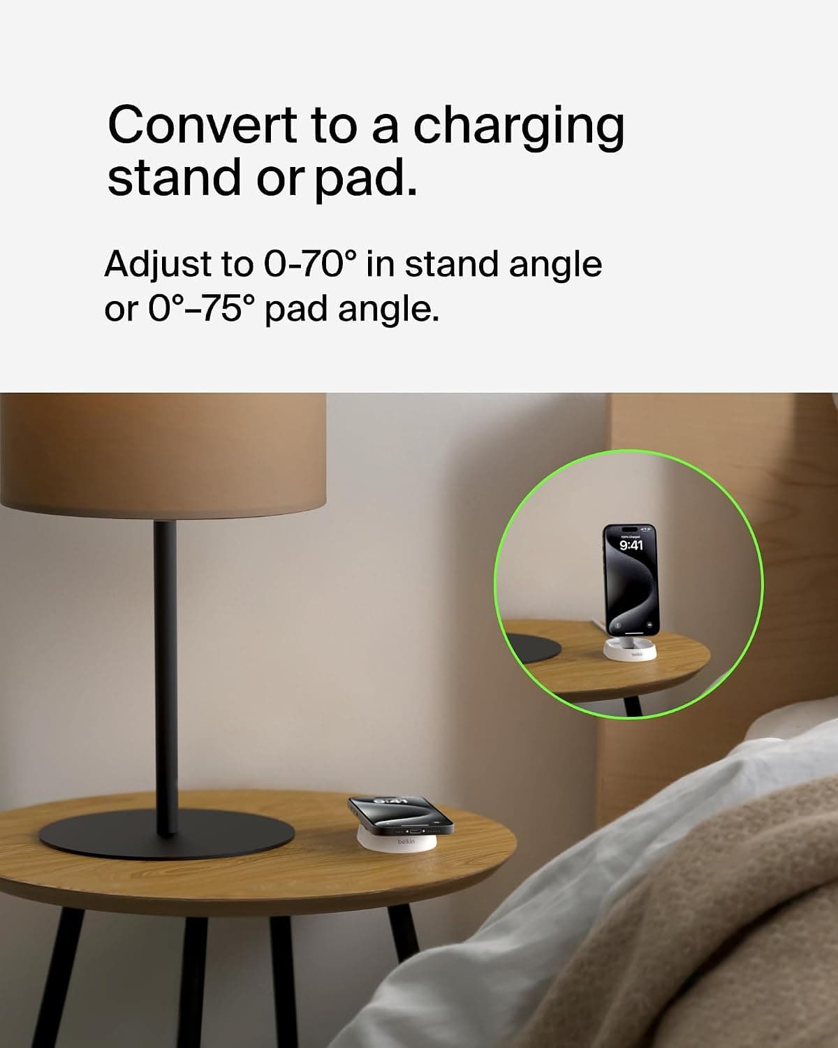پایه شارژ بیسیم مغناطیسی تبدیلی Belkin Fast Charge Pro 15W MagSafe سفید پایه شارژ بیسیم مغناطیسی تبدیلی Belkin Fast Charge Pro 15W MagSafe سفید