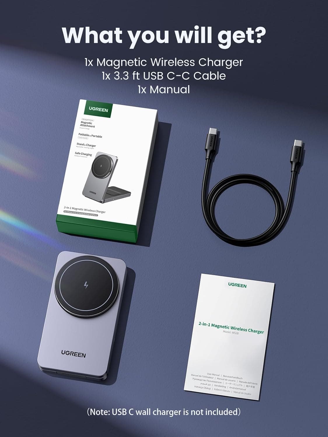 شارژر وایرلس UGREEN MagFlow 2 در 1 مغناطیسی تاشو 15W شارژر وایرلس UGREEN MagFlow 2 در 1 مغناطیسی تاشو 15W