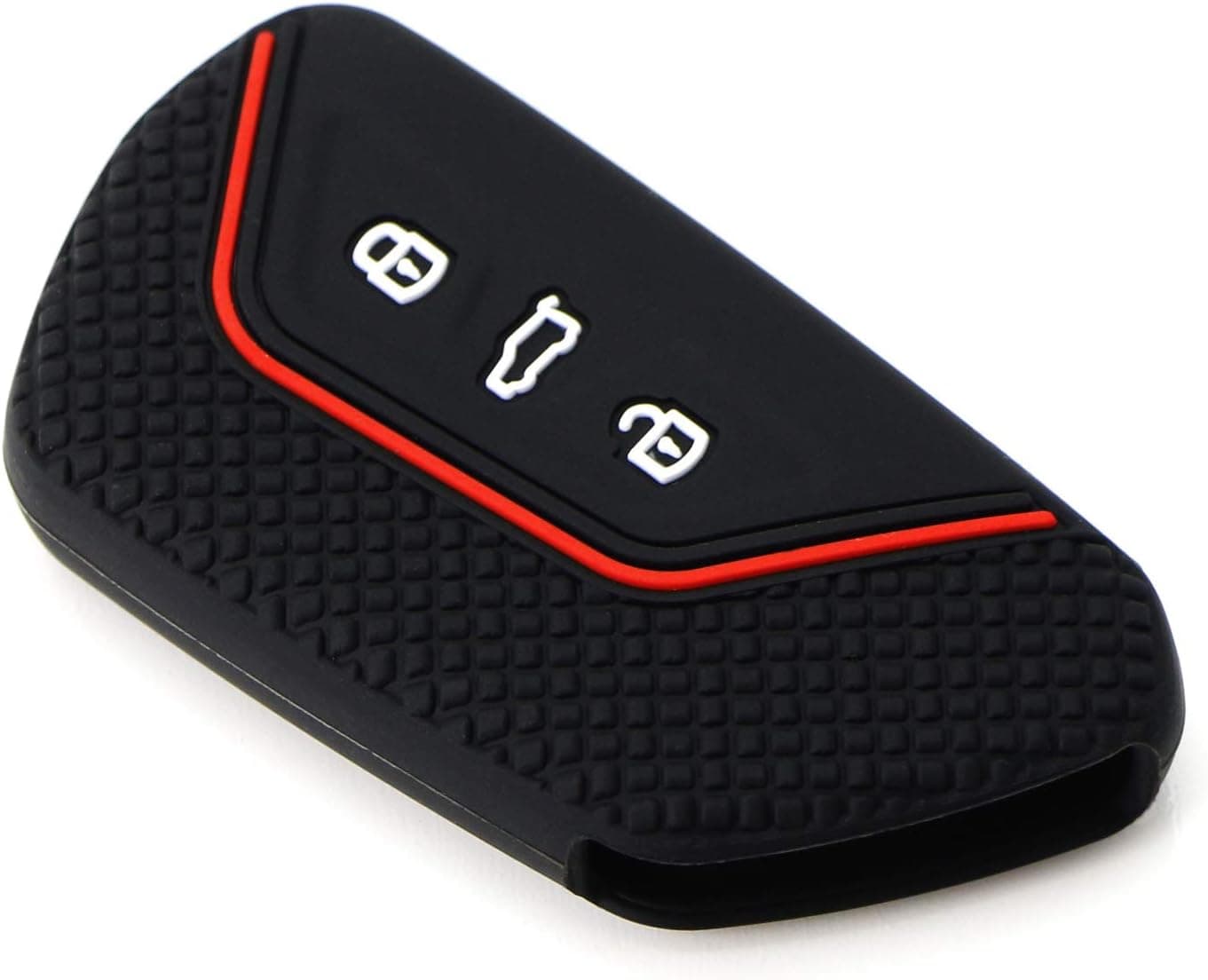 قاب سوئیچ سیلیکونی مشکی iJDMTOY با نوار قرمز سازگار Volkswagen MK8 Golf/GTI و Skoda Octavia قاب سوئیچ سیلیکونی مشکی iJDMTOY با نوار قرمز سازگار Volkswagen MK8 Golf/GTI و Skoda Octavia