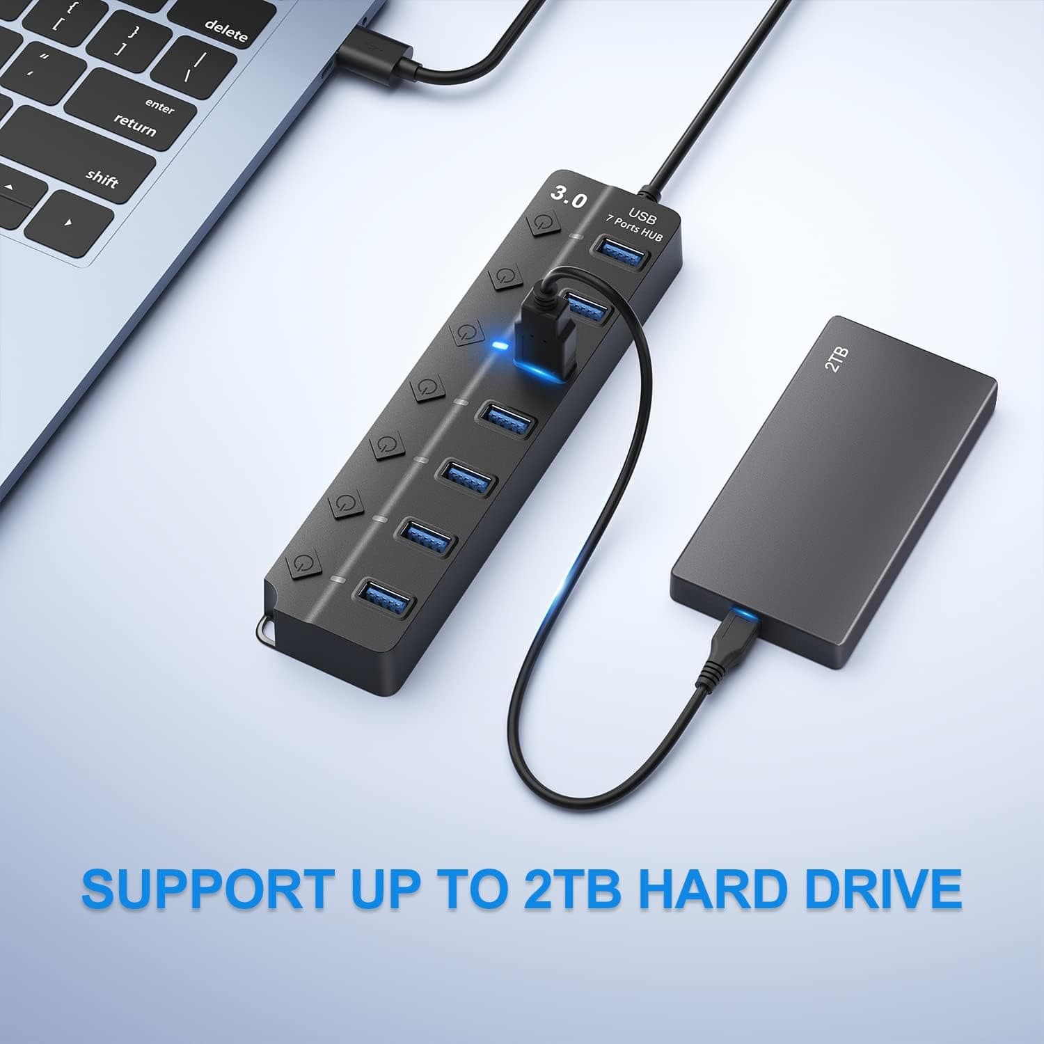 هاب USB Onfinio 3.0 با 7 پورت و کلید روشن/خاموش مجزا و کابل 1m هاب USB Onfinio 3.0 با 7 پورت و کلید روشن/خاموش مجزا و کابل 1m