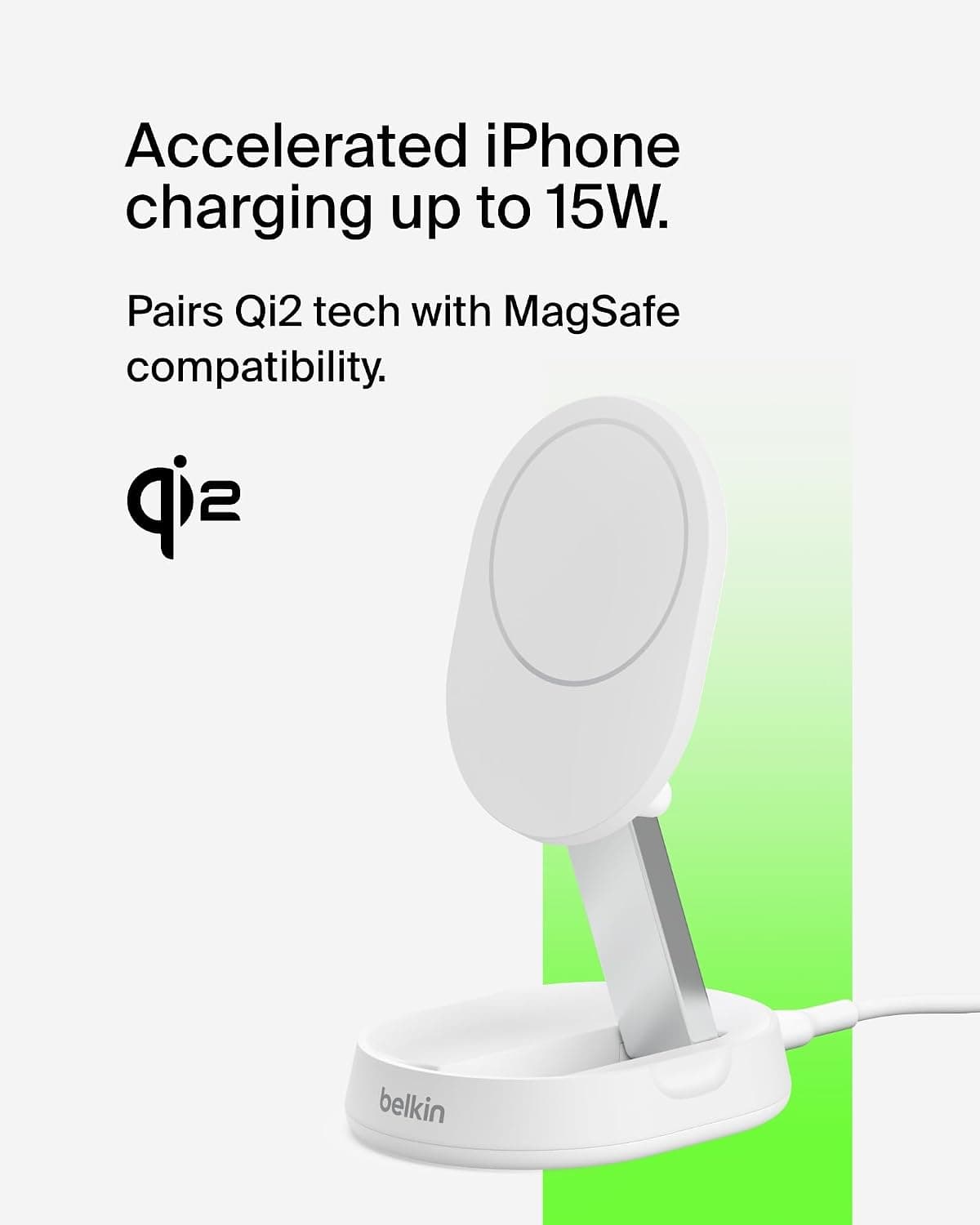 پایه شارژ بیسیم مغناطیسی تبدیلی Belkin Fast Charge Pro 15W MagSafe سفید پایه شارژ بیسیم مغناطیسی تبدیلی Belkin Fast Charge Pro 15W MagSafe سفید