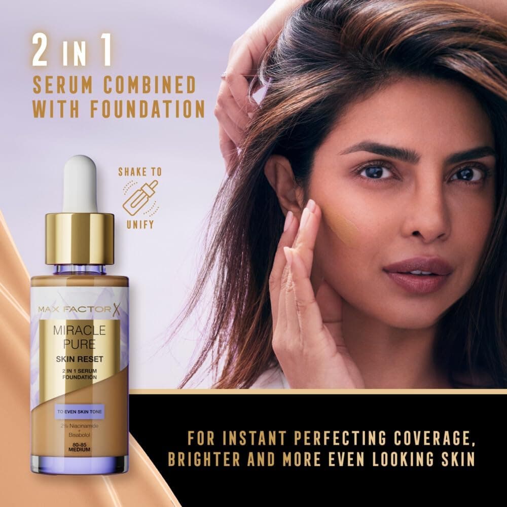 کرمپودر سرم پوست Max Factor Miracle Pure 2in1، تناژ 30-40، حاوی نیاسینامید و بیزابولول، 30ml کرمپودر سرم پوست Max Factor Miracle Pure 2in1، تناژ 30-40، حاوی نیاسینامید و بیزابولول، 30ml