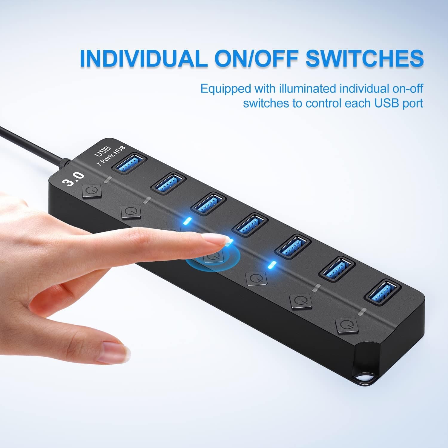 هاب USB Onfinio 3.0 با 7 پورت و کلید روشن/خاموش مجزا و کابل 1m هاب USB Onfinio 3.0 با 7 پورت و کلید روشن/خاموش مجزا و کابل 1m